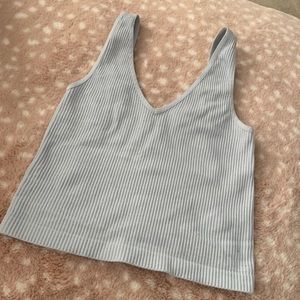 American Threads blue ribbed tank cropped medium